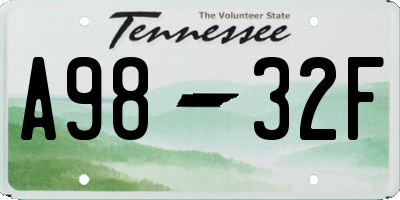 TN license plate A9832F