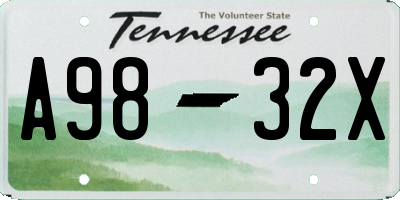 TN license plate A9832X