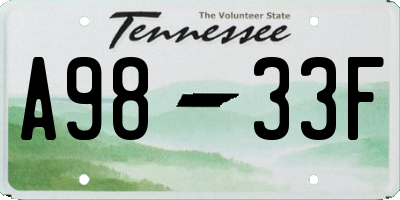 TN license plate A9833F