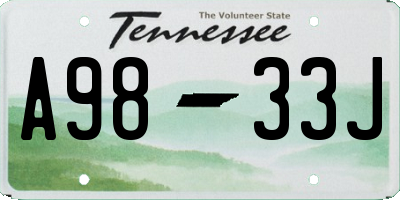 TN license plate A9833J