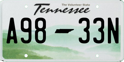 TN license plate A9833N