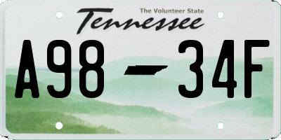 TN license plate A9834F