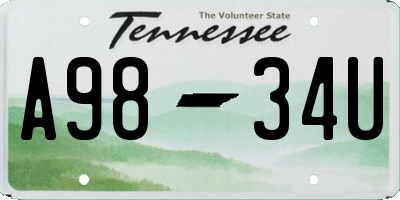TN license plate A9834U