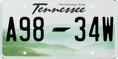 TN license plate A9834W