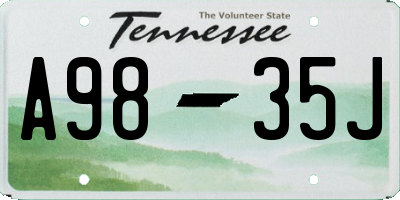 TN license plate A9835J