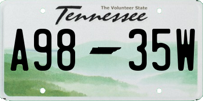 TN license plate A9835W