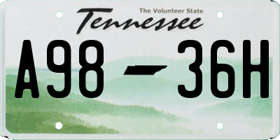 TN license plate A9836H