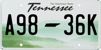 TN license plate A9836K