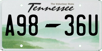 TN license plate A9836U