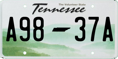 TN license plate A9837A