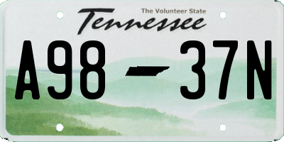 TN license plate A9837N