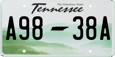 TN license plate A9838A