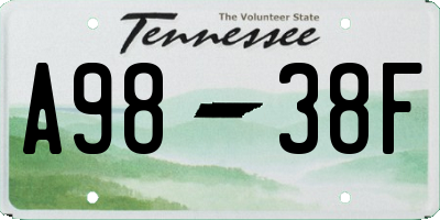 TN license plate A9838F