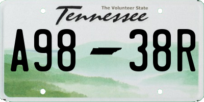 TN license plate A9838R