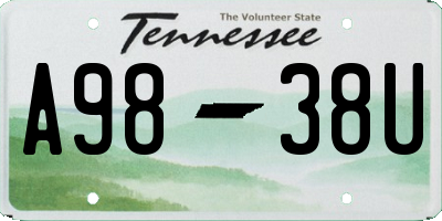 TN license plate A9838U
