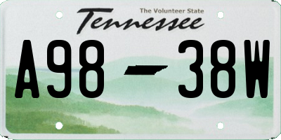TN license plate A9838W