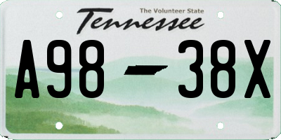 TN license plate A9838X