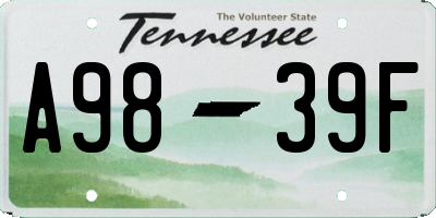 TN license plate A9839F