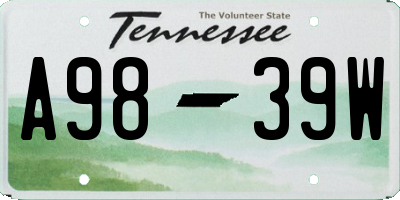 TN license plate A9839W