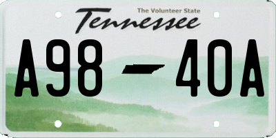 TN license plate A9840A