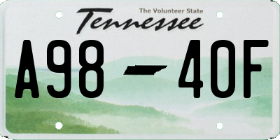 TN license plate A9840F