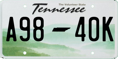 TN license plate A9840K