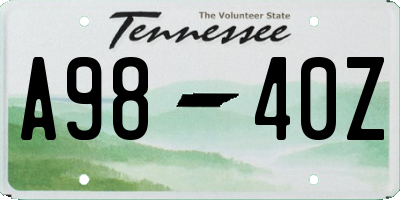TN license plate A9840Z