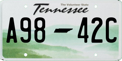 TN license plate A9842C