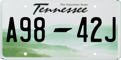 TN license plate A9842J