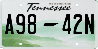 TN license plate A9842N