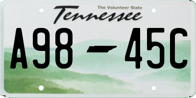 TN license plate A9845C