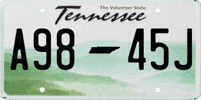 TN license plate A9845J