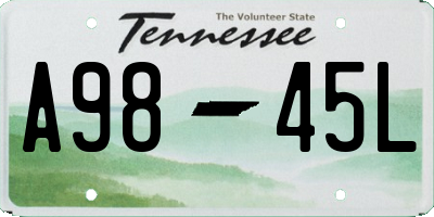 TN license plate A9845L