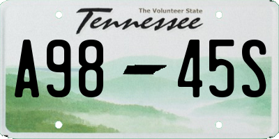 TN license plate A9845S