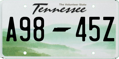 TN license plate A9845Z