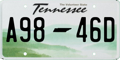 TN license plate A9846D