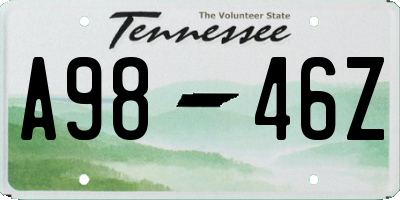 TN license plate A9846Z