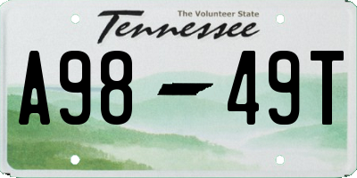 TN license plate A9849T