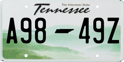 TN license plate A9849Z