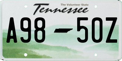 TN license plate A9850Z