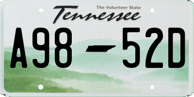 TN license plate A9852D