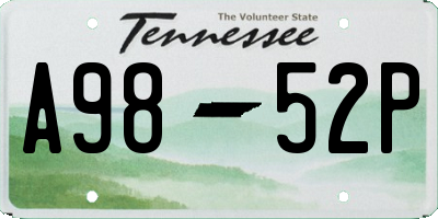 TN license plate A9852P