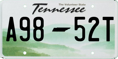 TN license plate A9852T
