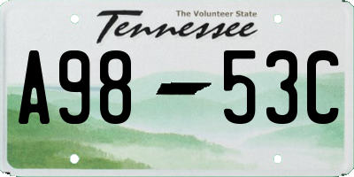 TN license plate A9853C