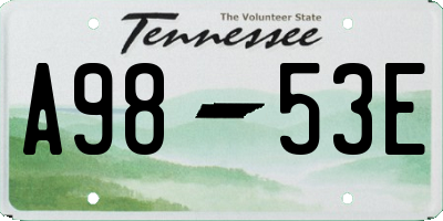TN license plate A9853E