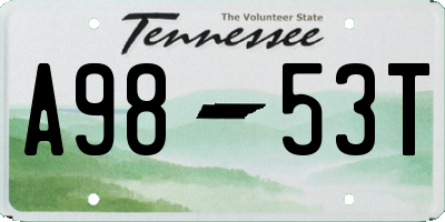 TN license plate A9853T