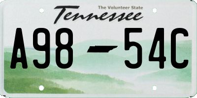 TN license plate A9854C