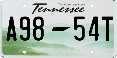 TN license plate A9854T