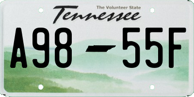 TN license plate A9855F