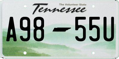 TN license plate A9855U